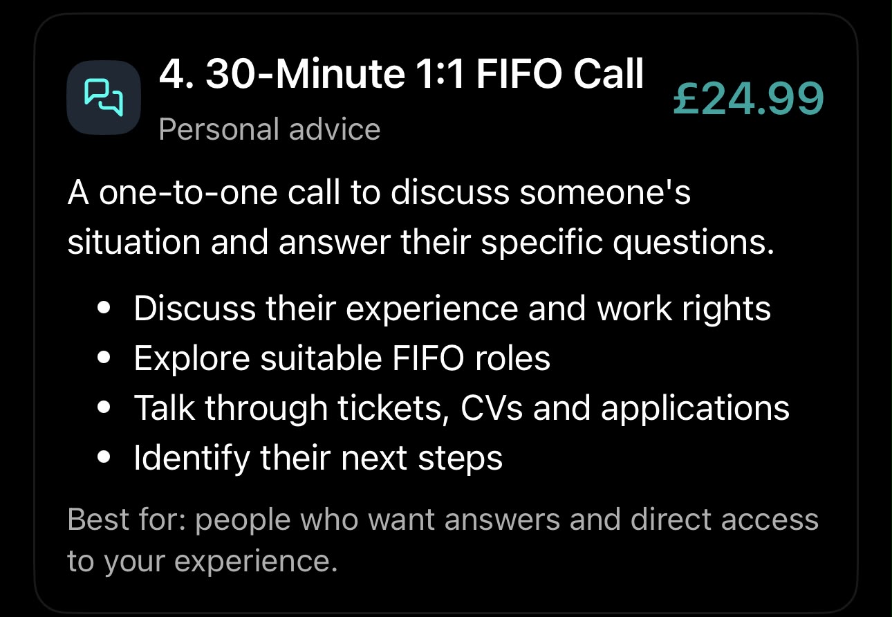 Package 4: 30-Minute 1:1 FIFO Call — personal advice, now £19.99, reduced from £30.00